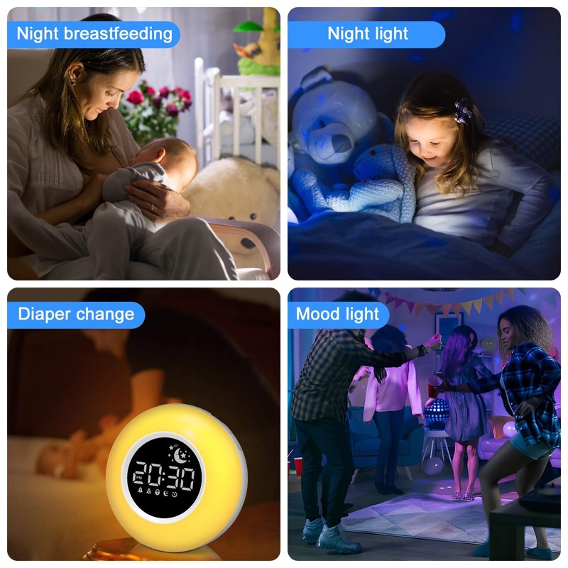 Children's Digital Alarm Clock, Sleep Trainer Children with Night Light,