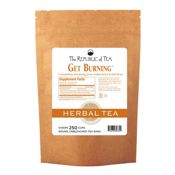 The Republic of Tea Be Active Green Rooibos Tea Get Burning - Herb Tea For Metabolism, 250 Tea Bags