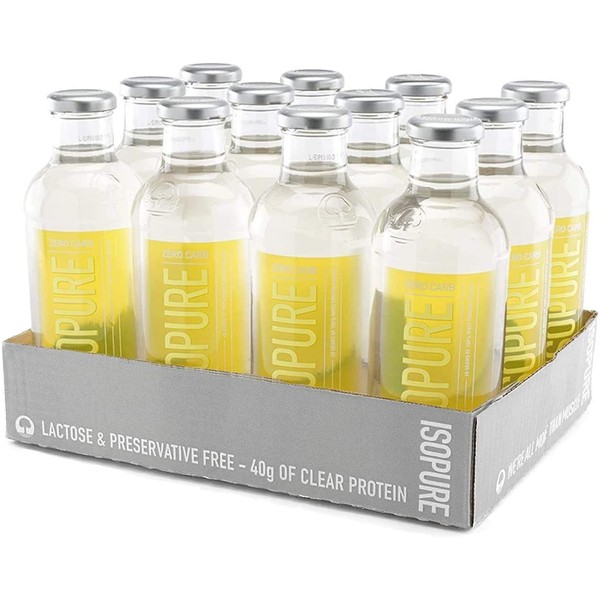Nature's Best Isopure Lemonade - Liquid Protein Zero Carb Ready-To-Drink Post Workout Beverage - 20 Fl Oz (Pack of 12)