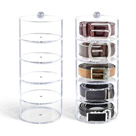 Oubou Acrylic Belt Organizer Transparent Belt Display Box 4 Tier Belt, Watch and Scarf Organizer (4 layers)