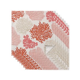 Lsrtoss Red Pink Coral Cloth Napkins Set of 8 Reusable Dinner Napkins, Summer Beach Coastal Modern Geometric Cocktail Napkin Washable Table Napkins for Wedding/Holiday Party/Baby Shower 20"x20"