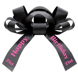 Big Car Bow with Happy 21st Birthday Message, Celebrate Eighteen Giant Gift Bow Arrives Fully Assembled Twenty First Birthday Gifts Made In The USA