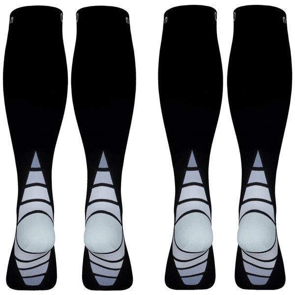 Calves Kelson (2 Paar Kompression Socken/Strümpfe für Männer & Frauen, Bessere Blutkreislauf, verhindern Blutgerinnsel, beschleunigen Wiederherstellung BEST Graduierte Schwarz