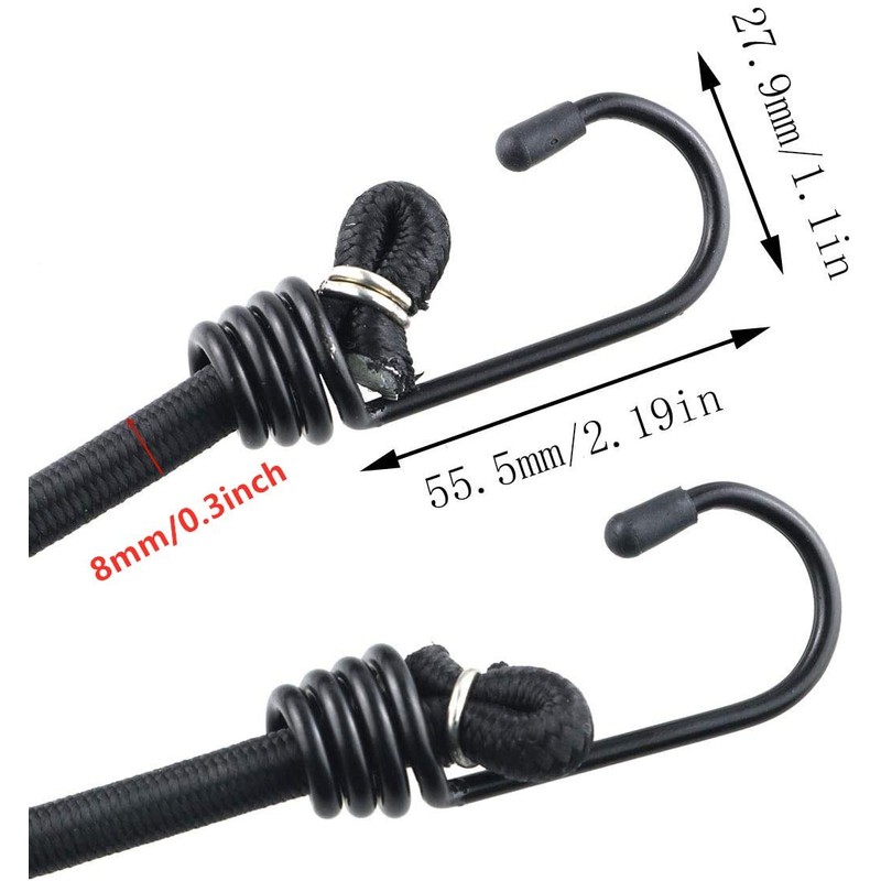 DARENYI 2m Heavy Duty Bungee Cords with Hooks, 4 Pack