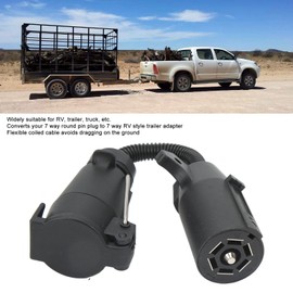 Aramox Trailer Plug Light Converter, 7 Pin Trailer Plug, 7 Pin Round Plug to 7 Pin RV Style Trailer Adapter for Motorhomes, Trailers