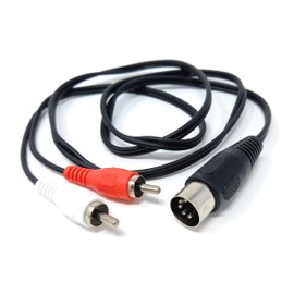 DRUT 1m 5 Pin Midi Male Din Plug to 2 x RCA Phono Male Plugs Audio Cable wired 3+5 to 2 x RCA plugs 3.3ft