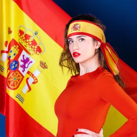 Solsew 6 Pcs Spain Flag Bandana Spanish Headband for Women Men Red Yellow National Flag Headband Sweatbands Hispanic Heritage Month Gift for Men Women Sports