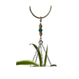 ATLanyards Teal and Wood Beaded Plant Shelf | 12" Plant Hanger | Beaded Floating Shelf | Teal Home Decor | Teal Plant Holder