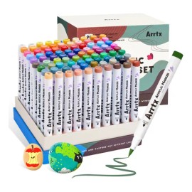 Plumones Marcadores Acrílicos Arrtx 90 Colores Nailon Suave Punta Pincel Ancho De Línea De 1-6 mm Para Pintar Dibujar Pintar Maquetas Hacer Tarjetas De Felicitación,Pintura para Adultos y Niños