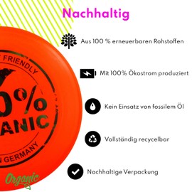 Eurodisc 175g Ultimate Frisbee Flying Disc 98% ORGANIC MATERIAL - BRIGHT ORANGE