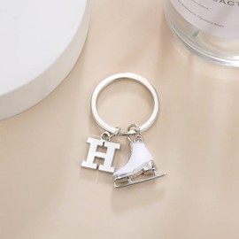LIKGREAT Ice Skate Keychain Figure Skating Keychains for Girls Initial Ice Skating Charm Key Chain Backpack Decoration (H)
