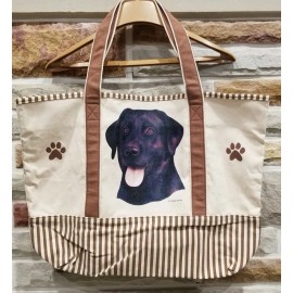E&S Pets - Rotweiller Dog Tote Bag (Black with Brown Highlights) 21x15x6 inches.