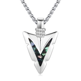 YYmqmq Abalone Shell Arrowhead Necklace for Men Women 925 Sterling Silver Arrow Pendant Abalone Shell Jewelry Gifts for Daughter