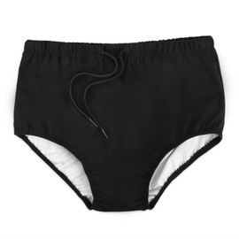 AQX Reusable Adult Swim Diapers Special Needs, Plastic Diaper Cover Leakproof, Swimmers Nappy Rubber Pant for Incontinence Protection Unisex (S, Black)