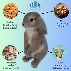 G&H Garden Ornaments Outdoor – Rabbit Lawn Statue Hand Finished Sculpture Figurine – Weather Resistant Detailed Garden Ornament Suitable for Indoor or Outdoor Use – Bunny Patio Gift (Standing)
