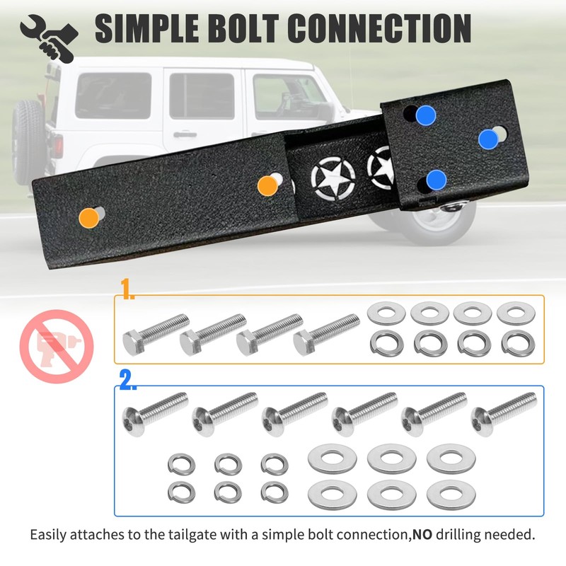 KLYONA Heavy Duty Reinforced Tailgate Hinge Set Compatible with 2007
