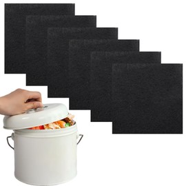 Biaungdo 6 Pack 5 Inch Sqaure Charcoal Filter Replacements, Black Kitchen Compost Bin Filters for Countertop Square Carbon Filter Bin Pail Replacement