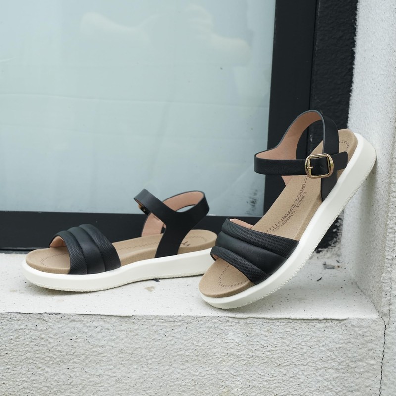 ORTOREX - Sandalias ortopédicas para caminar para mujer, Negro -,
