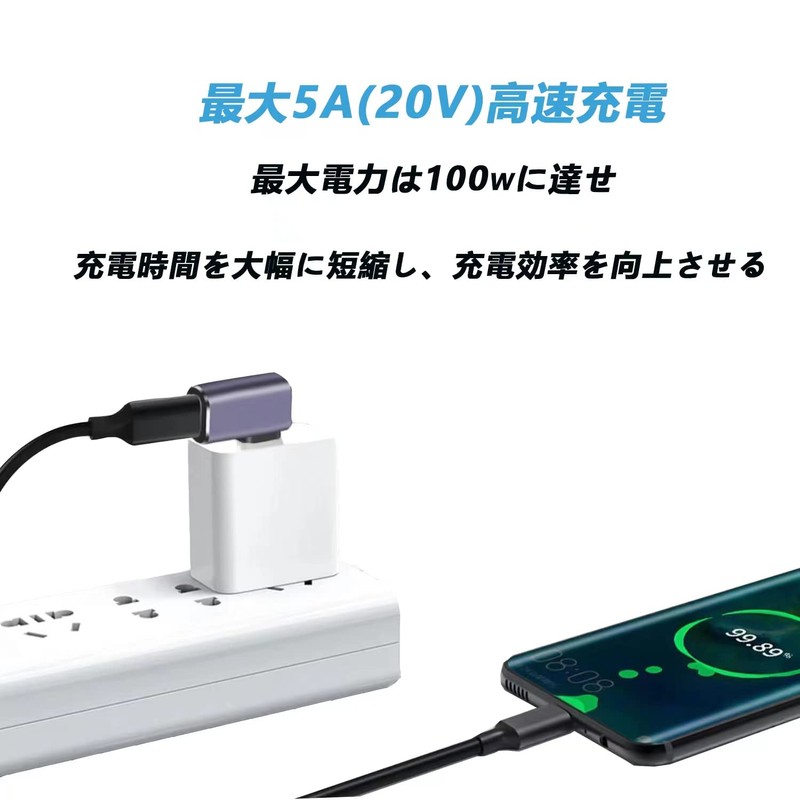 USB Type C Converter Adapter, L Shape 40Gbps (Set of