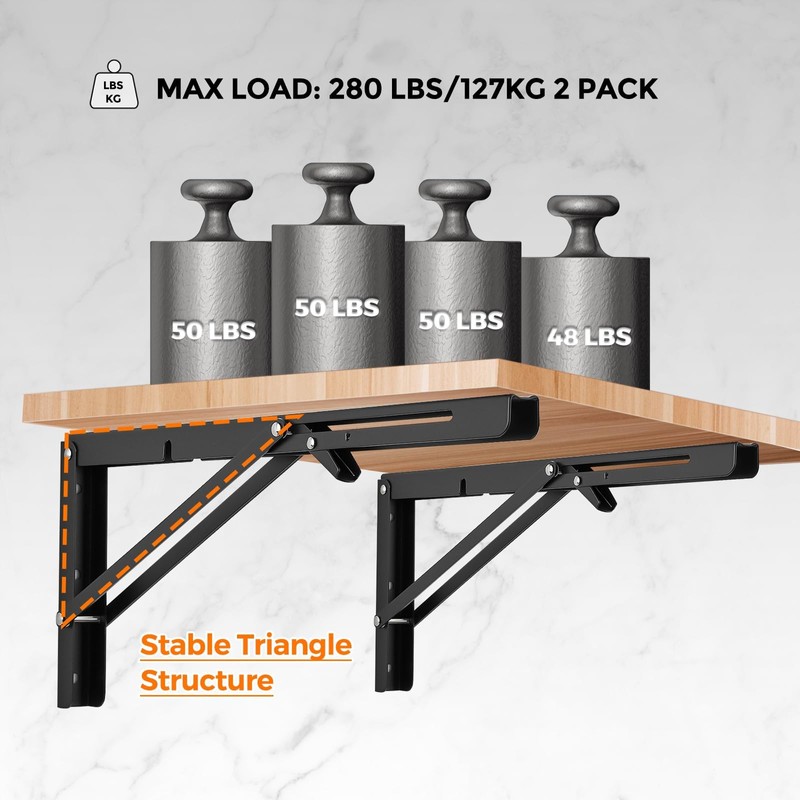 Ravinte -2 Pack 20 Inch Folding Shelf Brackets – Matte