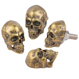 Arenbel Skull License Plate Bolts Fasteners Funny Car Frame Tag Screws Kit Fit Motorcycle Trucks SUV, Copper