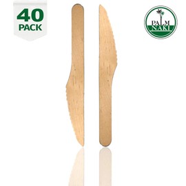 Palm Naki Bamboo Cutlery (40 Count) - Disposable Dinnerware, Eco-Friendly, Compostable and Biodegradable Cutlery (Knives)
