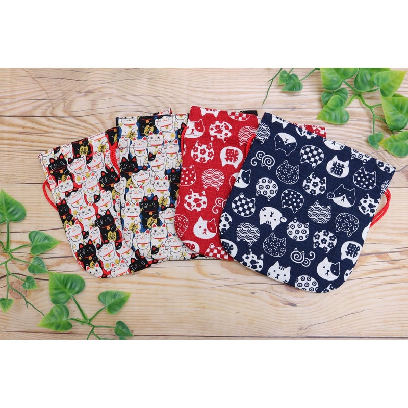 Kyoyu 100% Cotton, Drawstring Bag, Approx. 6.3 x 6.1 inches