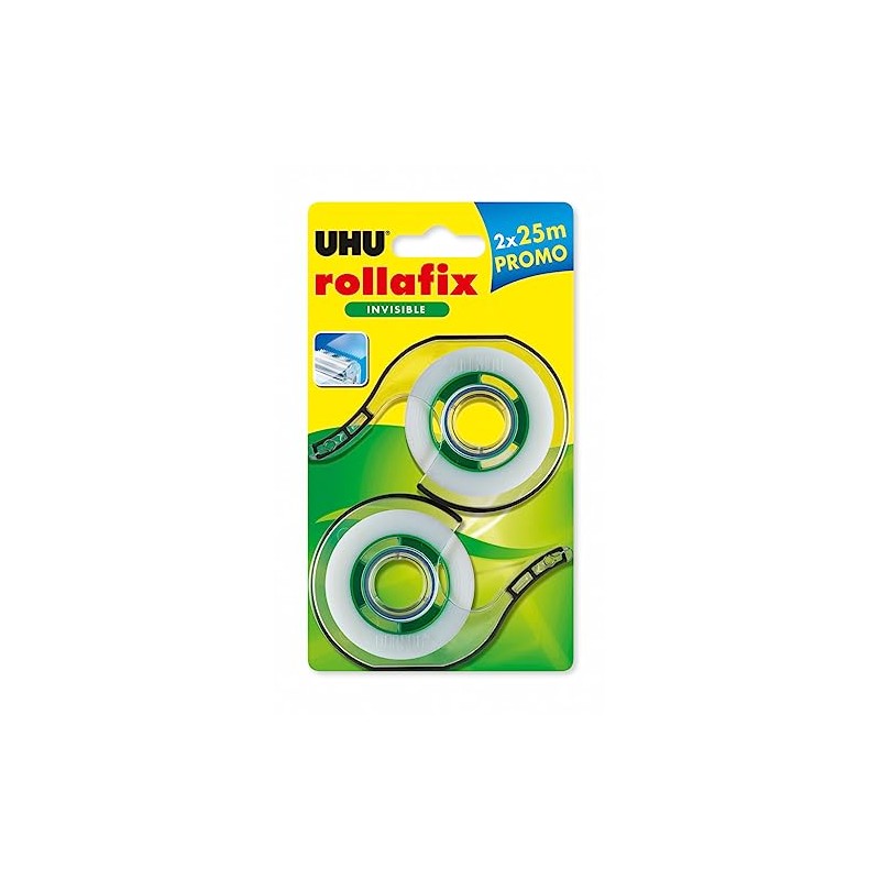 UHU Rollafix Invisible Tape Invisible Clear Solvent Free 2 Pack