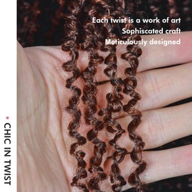 Toyotress Yanky Twist Crochet Hair - 14 Inch 8 Packs (30 Strands/Pcs) Fluffy Spring Mini Twist Passion Twist, Black Mix Copper Pre-Looped Crochet Braids Braiding Hair (14 Inch, F1B/350-8P)