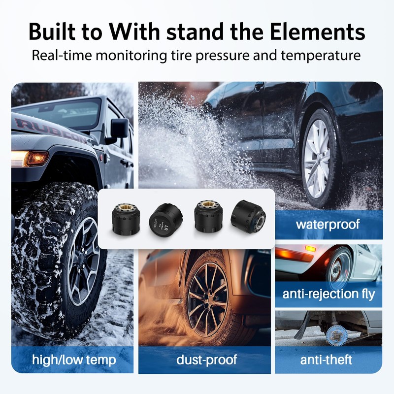 Tymate TM9 Tire Pressure Monitoring System, Compact Wireless Solar TPMS