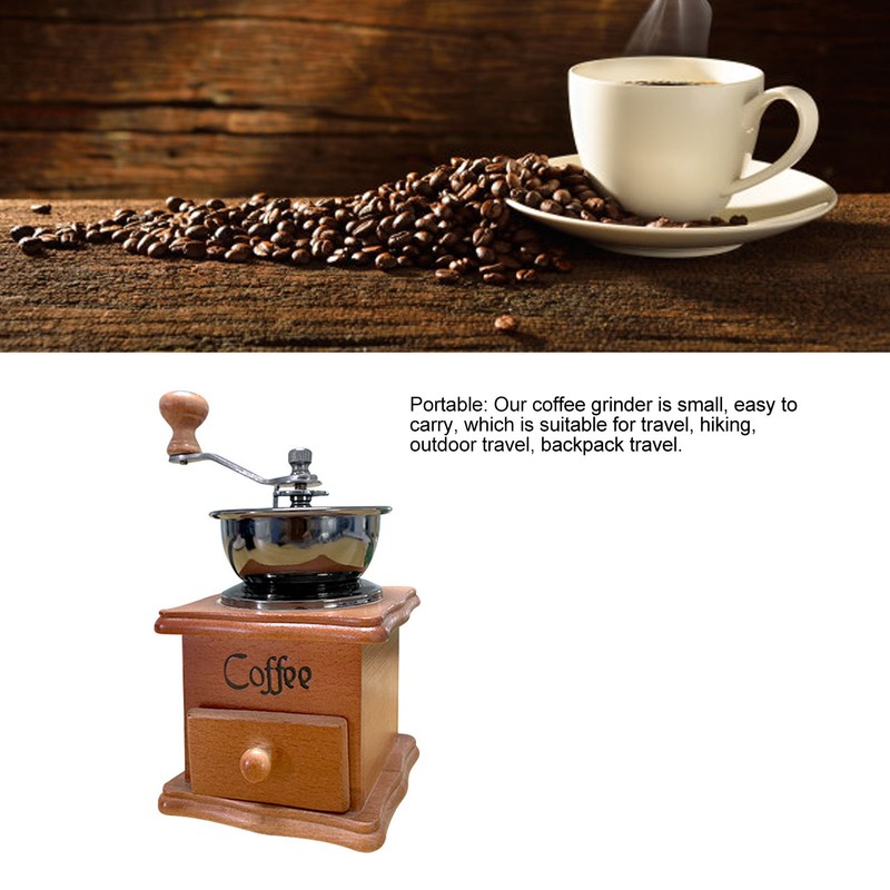 Manual Coffee Grinder Italian Retro Portable Stainless Steel Brown Hand