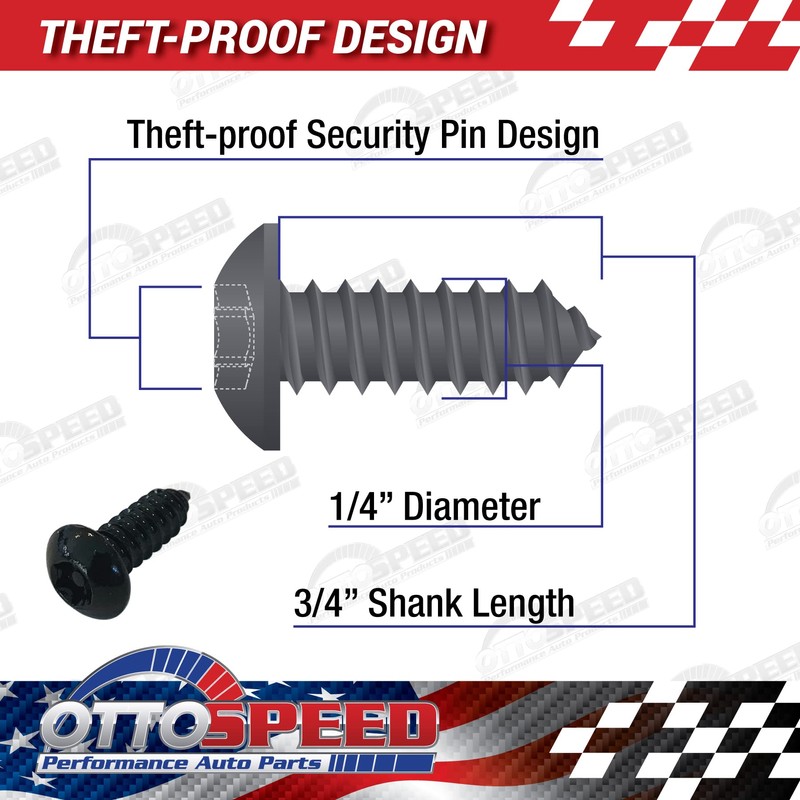 OttoSpeed Anti-Theft Security Screws for License Plate - Rustproof Fastener