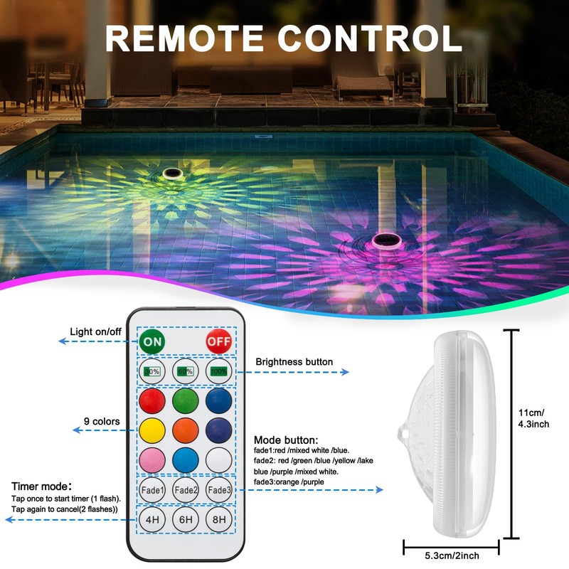 MATEPROX Solar Pool Lighting Floating IP68 Waterproof LED Pond Light