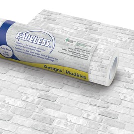 Fadeless Bulletin Board Paper, Fade-Resistant Paper for Classroom Decor, 48” x 12’, White Brick, 1 Roll