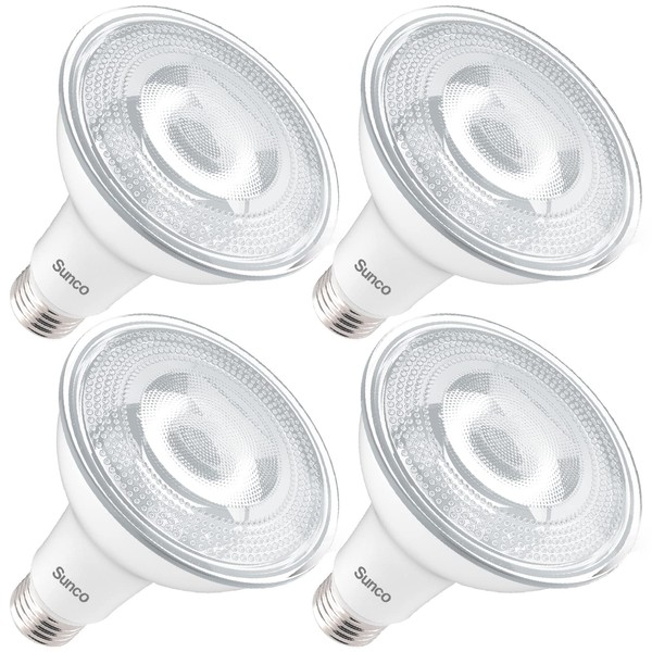 Sunco Lighting 4 Pack PAR30 LED Bulbs, Flood Light Outdoor Indoor 75W Equivalent 11W Dimmable, 2700K Soft White, 850 LM, E26 Base, Exterior, Wet-Rated, Super Bright, IP65 Waterproof - UL Energy Star