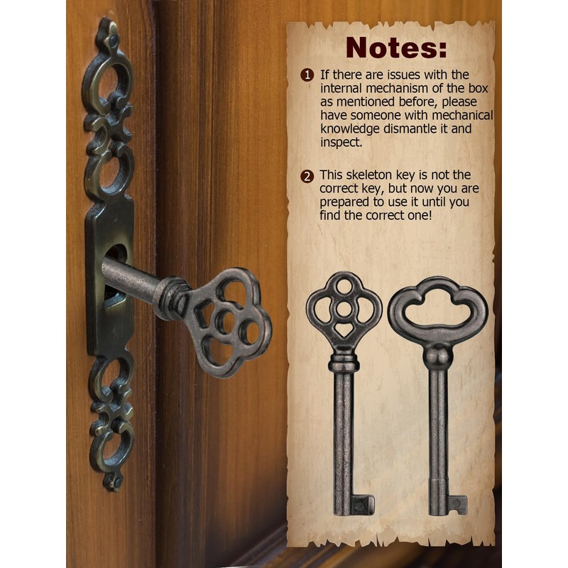Skeleton Keys, 4-Pack KY-2AB KY-3AB Skeleton Key Replacement for Antique