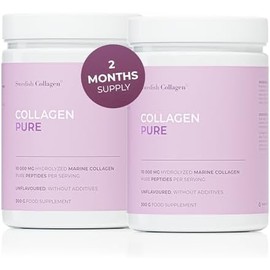 Swedish Collagen Pure X 2 I 2 Contenedores de polvo de colágeno 100 hidrolizado (tipo I y III) I Inodoro y unlassig i Easy Mix - Suministro de 60 días
