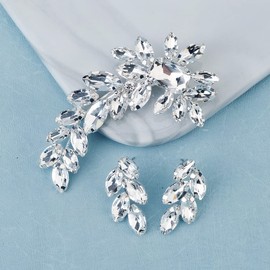 Xerling Rhinestones Crystal Hair Clips Wedding Hair Barrettes Hair Foliage Headpieces Decorative Hair Jewelry Accessories for Women Girls (Silver)