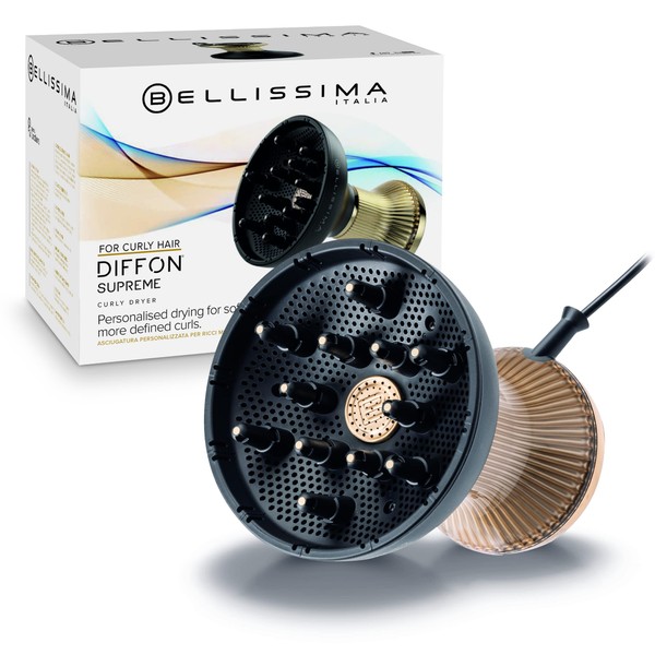 Bellissima Italia Diffon Supreme XL Diffuser & Hair Dryer for Curly Hair - Cool Button - Ionic and Ceramic Tech for No Frizz