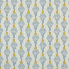 Kt KILOtela - Printed Linen Fabric Decoration Upholstery Cushion Curtains Bedspreads Bags 100cm Length x 280cm Width Tariro Geometric Blue Orange 1 Metre