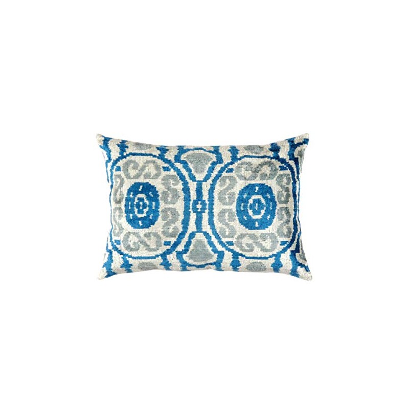 Pasargad Home IK30 Silk Velvet Ikat Pillow 16'' X 24''