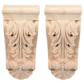 Housoutil Wooden Corbels, 2PCS DIY Wood Appliques, Decorative Wooden Mouldings for Archway Fireplace Cupboard Cabinet Living Room