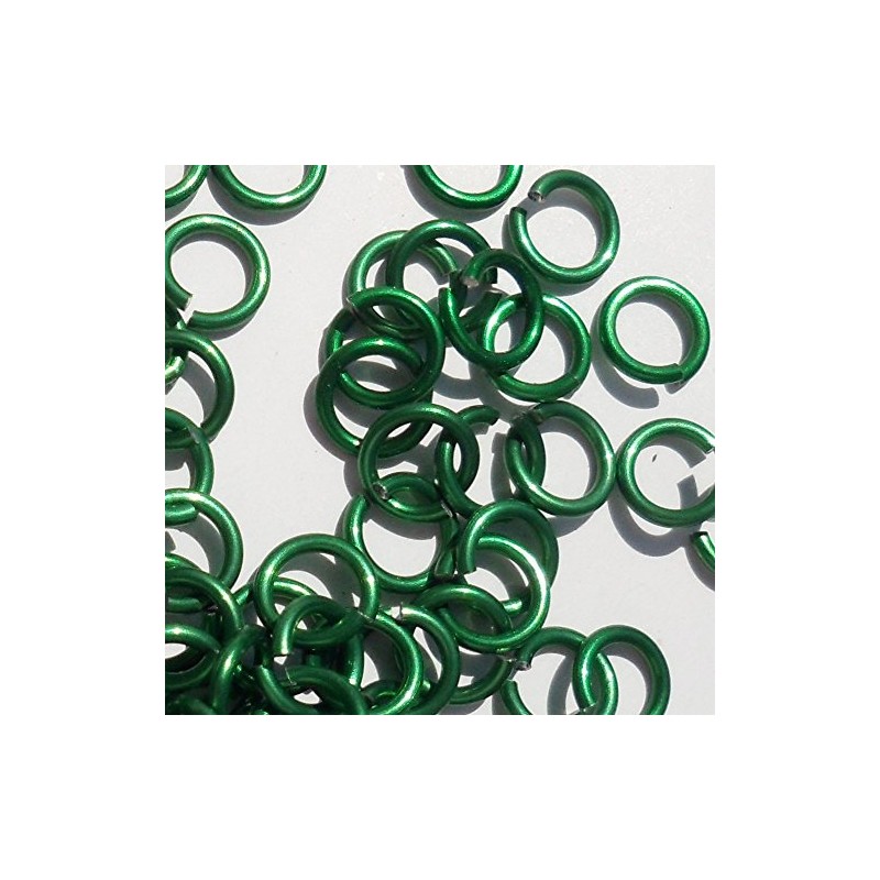 Green Anodized Aluminum Jump Rings 100 3/8 16g Saw Cut