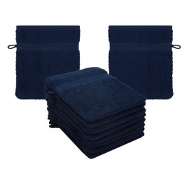 Wash Mitt Set 10 Pieces PREMIUM 100% cotton quality 470gsm, colour dark blue