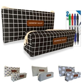 2 Pcs Multifunctional Pencil Case School Cosmetic Bag Cosmetic Bag Organizer for Small Accessories Waterproof Canvas for Adults Girls Boys, Black and white stripes, Small bag with one compartment