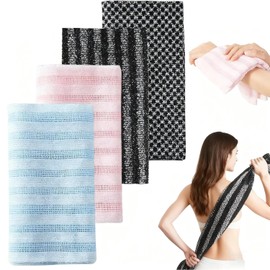 Juego de 4 toallas de baño,paños faciales exfoliantes resistentes al desgarro,esponja corporal de malla,toalla exfoliante unisex para espalda y cuerpo