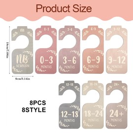 Benaewa 8 Pcs Baby Wardrobe Dividers, Wooden Baby Clothes Organiser, Hanger Dividers for Sorting Clothes from Newborn to 24 Months Size