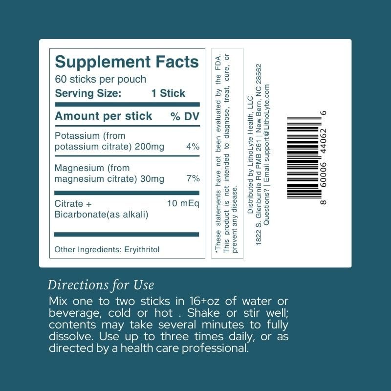 LithoLyte Kidney Health | Water & Beverage Enhancer 10 mEq,