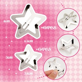 BOFUNX Pack of 12 Star Hair Clips Silver Y2K Hair Accessories Pentagram Hair Clips for Girls and Women, 2 Sizes 3 cm 4 cm