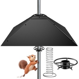 VIUBIRD Metal Squirrel Baffle - Heavy Duty Squirrel Baffle for Bird Feeder Pole - Chew Proof Squirres Guard with Spring Motion for Better Defense, Outside Pole Mount for Shepherd Hook, 19 Inch